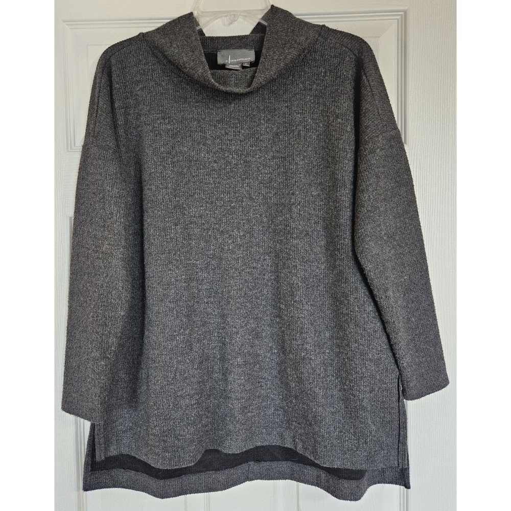 Anthropologie Theresa Tunic Top Funnel Cowl-Neck Ribbed Knit Sweater XS Gray